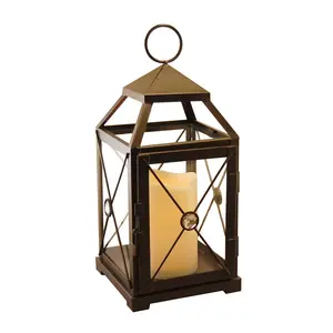 LumaBase Gem Metal Lantern with Removable Flameless Candle