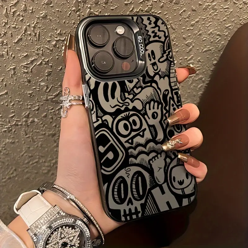 This Black Graffiti Phone Case Is Chic And Understated, Making It Great for Those Who Trends. It Includes Features That Prevent Drops And Slipping, Suitable for a variety of iPhone models, from Iphone 17 series to Iphone 11 series, and Iphone x series