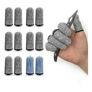 12 PCS Cut Resistant Finger Cots Protector Finger Sleeve Protectors Reusable guards, Protection Cots for Kitchen,Work, Sculpture, Anti-Slip, Reusable,Gloves Life Extender