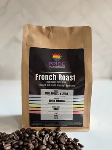 PRIDE WELLNESS - Low Acid, usda organic coffee beans - French Roast