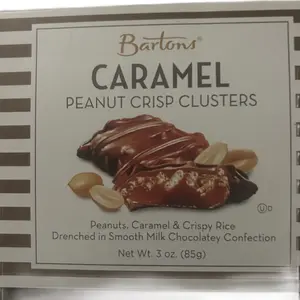 Barton's Caramel Peanut Crisp Clusters - Peanuts, Caramel & Crispy Rice Drenched in Smooth Milk Chocolate Confection - 3 oz (85g) - Snack, Dessert chips