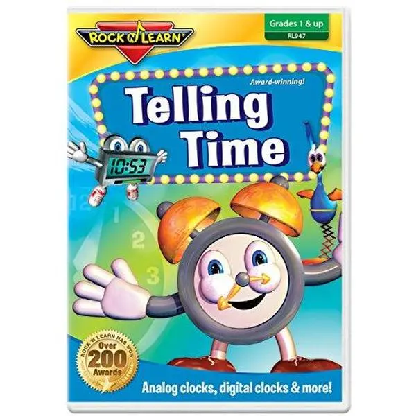 Used Soft Cover Book - Rock 'N Learn Telling Time Kids Tutorial DVD (English, Like New, Grades 1&Up), Analog Clocks, Digital Clocks