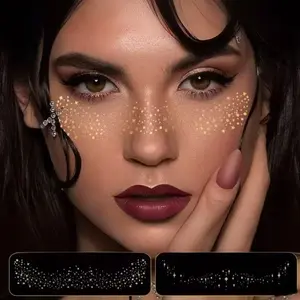 face glitter makeup，Cosmetic Stickers - Gold/Silver - Facial Shimmer Makeup Accents - Glow Makeup Stickers - Facial Sparkle Accent Stickers - Adorable Feminine Shimmer Makeup Water Proof Long Lasting
