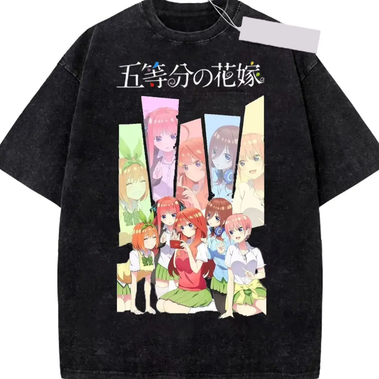 Anime The Quintessential Quintuplets Miku Washed Cotton T-shirt Clothes shirt Year round clothing Vintage Nino Itsuki Tshirt