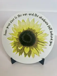 HueForge Art - Sunflower Quote with 3D Printed Stand - PLA Filament - 5"x5" - Minimalist Design - Home Office Decor - Gift Idea