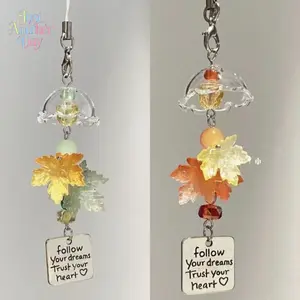3-Pack Autumn Maple Leaf Wind Chime Phone Charms, Cute Phone Straps, Bag Charms, Bag Keychains, Fall Vibe Camping & Hiking Picnic Accessories