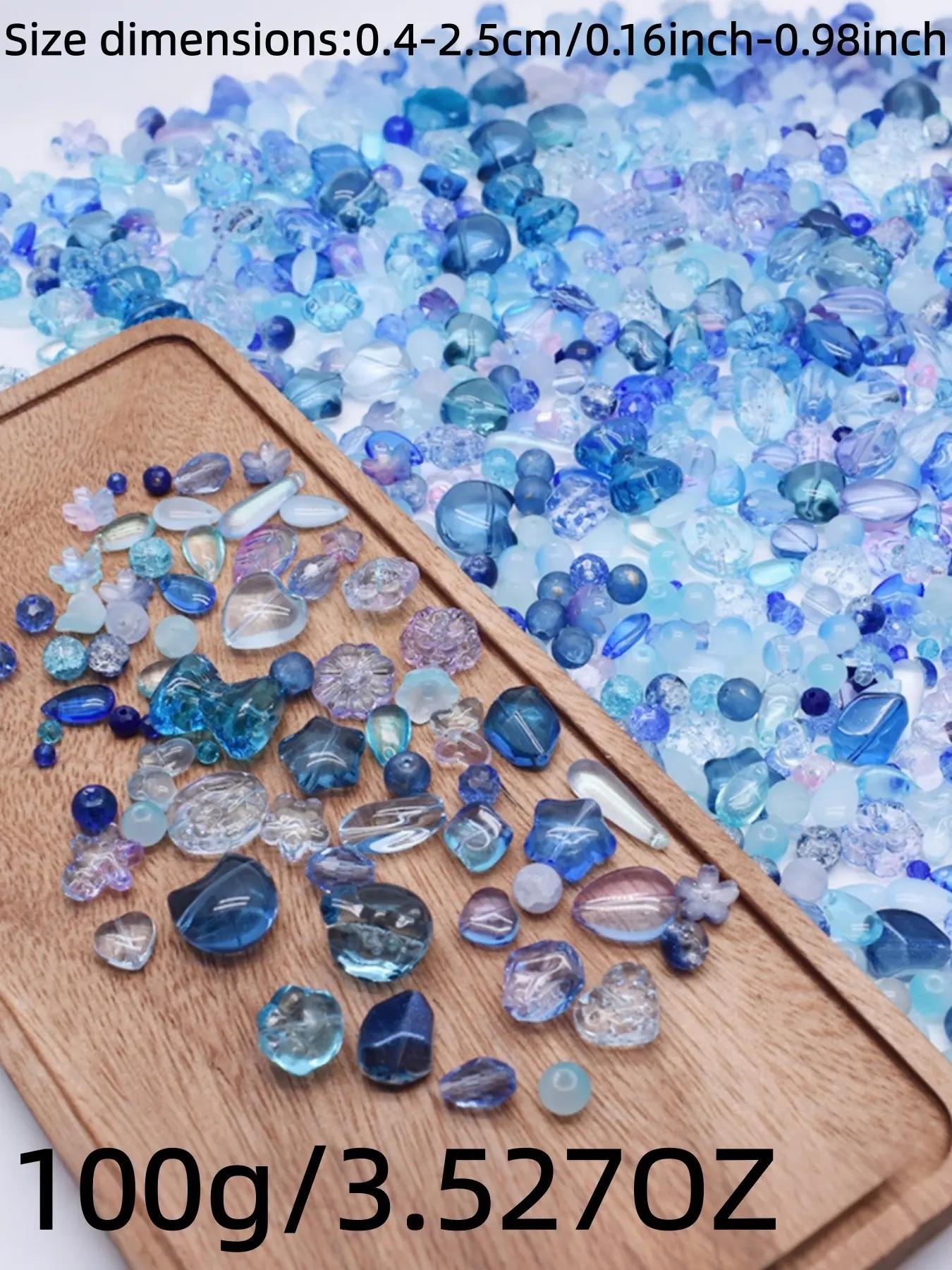 100g Round Glass Beads Beaded Set, 4-25mm Shapes: Teardrop, Flower, Star, Heart, Butterfly, Leaf, Ideal for Beading Supplies, Jewelry Making Supplies, Jewelry Projects, Diy Beads, Bead Assortment