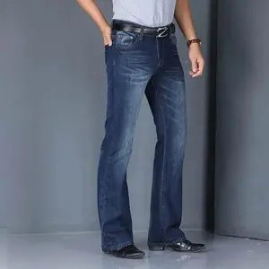 Men’s denim bootcut jeans — comfortable, slightly slim, classic loose casual style, available in black; menswear
