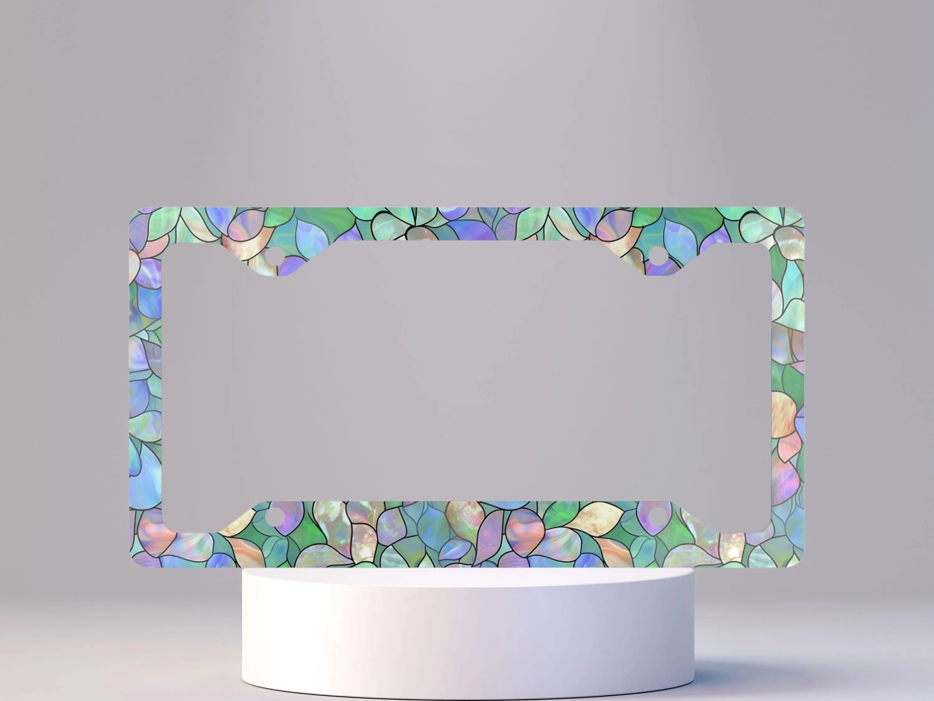 Stained Glass License Plate Frame - Automotive Registration Plate Holder, Car Decor Gift