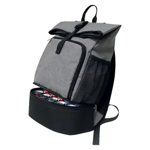 212 MAIN Recess Backpack Cooler - Grey Polycanvas, Buckle Strap, Insulated Cooler Compartment, Roll-Top Lid, Spacious Storage, Multiple Zipper Pockets