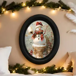 Vintage Christmas Snowman Wall Decor, Gothic Victorian Style 3D Painting, Handmade Photo Transfer Print, Perfect for Halloween & Holiday Decoration