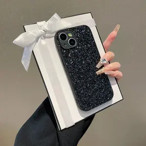 Luxury Purple Blue Mixed Glitter Full Cover Shiny Soft Phone Case Protector for iPhone 17 16 16e 15 14 13 12 11 Pro Max Back Cover for 14 15 16 17 Plus Casing