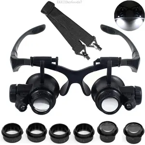 LED Head Mount Magnifier 10X 15X 20X 25X Hands-Free Magnifying Glass Headband Magnifier Visor with Light for Close Work,Jewelry,Craft,Watch,Hobby and Reading Lens AdjustableXXAllDayGoods7