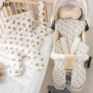 1pc Baby Stroller Seat Pad, Cozy Dual-Sided Use, Soft 3D Bean Velvet Back, Cute Cartoon Print, Universal Baby Safety Seat Pad, Breathable Cotton Pad