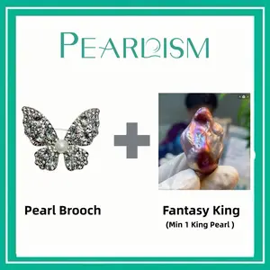 【Andrew】 Butterfly Brooch +  Fantasy King pearl (Min 1 king Pearl as gift) [Open in live]｜Freshwater Mix Color Baroque Pearl
