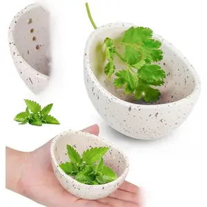 Ceramic Herb Stripper Bowl, White Handmade Pottery Herb Stripper with Multiple Round Hole Sizes for Removing Herb Leaves from Stems, Kitchen Prep, Cooking, Garnishing and Fresh Herb Preparation