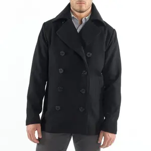 Alpine Swiss Mason Mens Wool Blend Pea Coat Classic Double Breasted Winter Coat Warm Peacoat Jacket Professional Overcoat