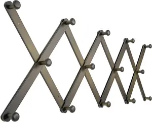 Large Hat Rack for Wall, Wooden Accordion Wall Hanger,, Expandable Coat, Hat Display Rack for Home, Office, and Studio, 14 Peg, Dark Walnut