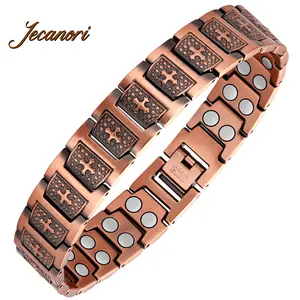 Jecanori Pure Copper Bracelet for Men, Magnetic Cross Bracelets for Men with 3500 Gauss Magnets, Mens Pure Copper Bracelet