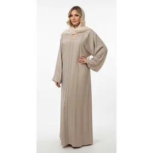 Elegant Light Beige Close Abayas – Floor-Length | Multiple Sizes