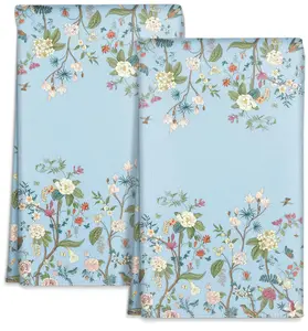 Cute Kitchen Towels Set of 2 - Dish Towels 18 x 26 Inch Tea Towel for Home Decorative Retro Flower Spring Soft Reusable & Absorbent Aesthetic Vintage Design