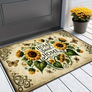 [Sunflower Doormat] Sweet Home Welcome Doormats Sunflowers Entrance Carpet Non-Slip Floor Mats Indoor Use Home Decor