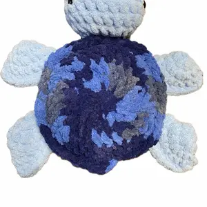 Handmade Crocheted Ocean Blue Mix Smaller Turtle – A Bright & Cheerful Little Ocean Friend