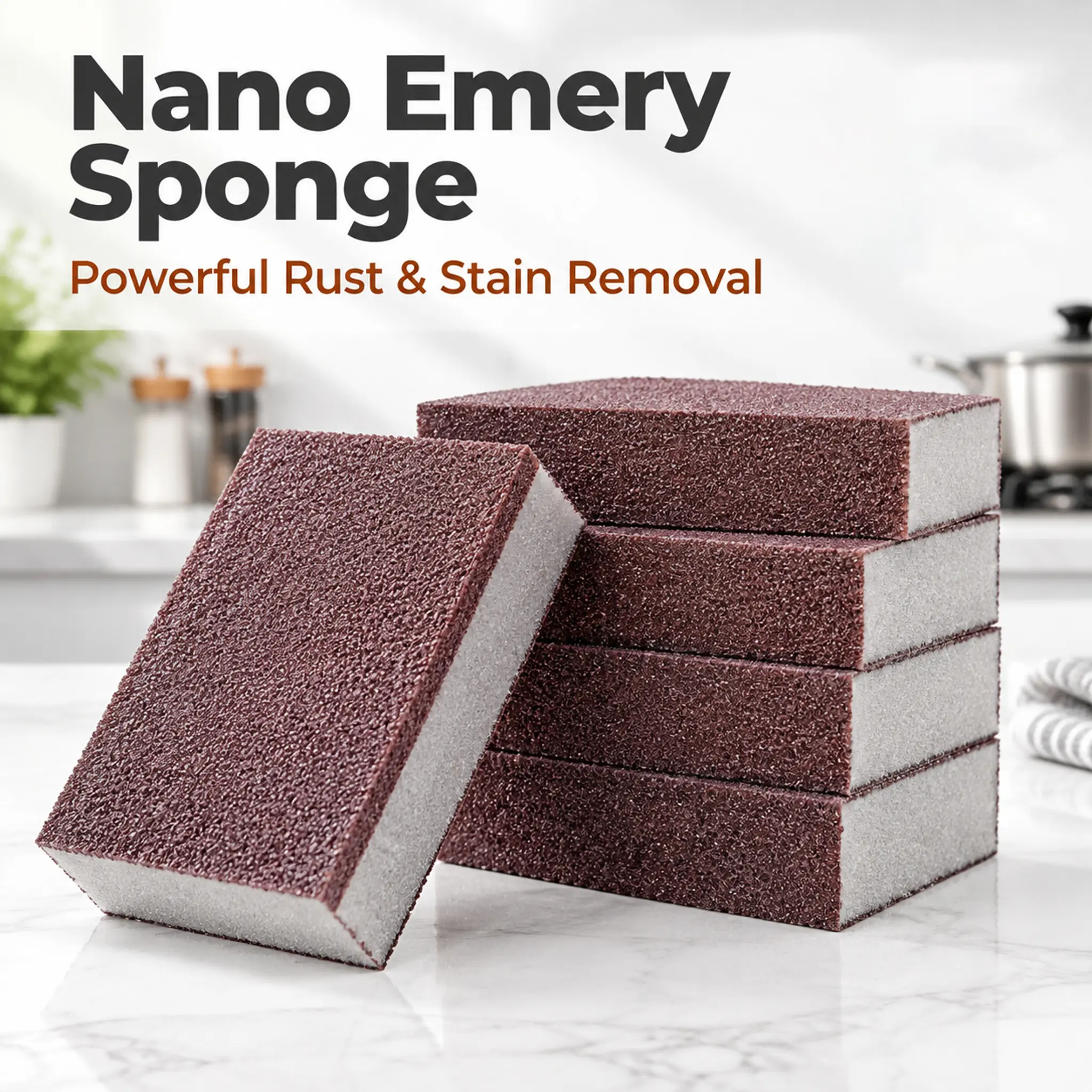 2 Pack Magic Wipe Sponge, Nano Carborundum Sponge, Emery Sponge Brush Eraser Scrub, Pot Scrubber Scouring Pad Kitchen Magic Cleaning Sponge for Removing Rust Cleaning Pots and Pans