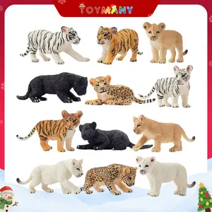 Toymany 12 Safari Animal Figurines, High Emulational Baby Plastic Zoo Animals, Lions Tigers Leopards Figure Toy Set, Easter Eggs Cake Toppers Christmas Birthday Gift for Kids Toddlers funkopop