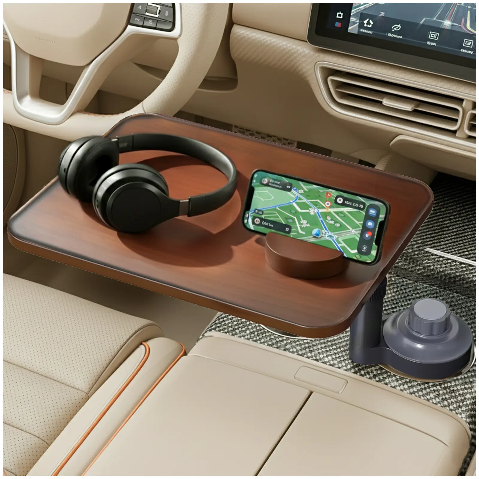 Car Tray Table & Steering Wheel Tray, Height-Adjustable 360° Rotating ...