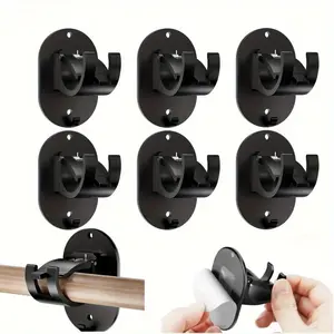 3pcs No Drilling Self Adhesive Curtain Rod Brackets - Universal Nail Free Adjustable Hooks for Bathroom, Bedroom, Livingroom, Kitchen - Christmas/Halloween Gift Decoration