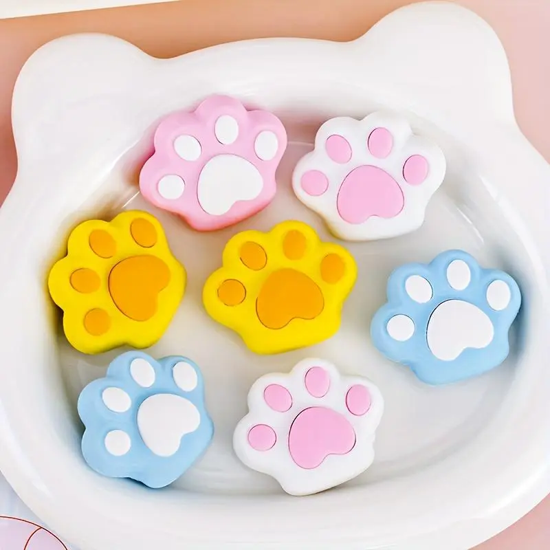 Cute Cat Paw Erasers Set, Random Color Synthetic Rubber, School Art Performance Awards, Adorable Learning Supplies, Writing Stationery, Pack of 1/8/16 Pieces