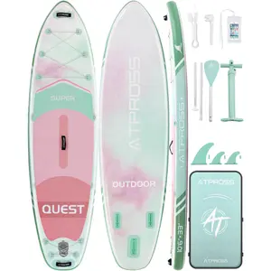 [Spring Glow Up] 10'6''x33'' Inflatable Stand Up Paddle Board, 400lbs Extra Wide Stand Up Paddleboard with Anti-Slip EVA Deck, Premium SUP Accessories Kit, Non-Slip Stable Deck Boat for Yoga Fishing Surf