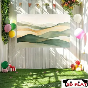2D Flat Banner 1pc, Abstract Hills Landscape in Beige/Brown/Teal/White/Gray/Black Fabric Backdrop Cloth for Living Room, Office, Wedding, Party Decor No high quality material durable and reusable easy to hang and