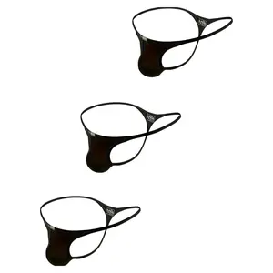 Men's Sexy G-String Low Rise T-Back Hip Thong Underwear, 3 Pack Multicolor