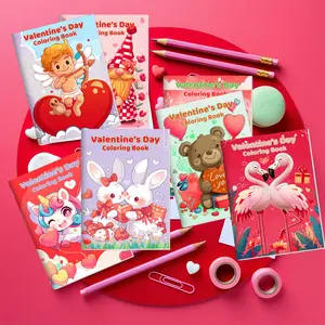 Valentine's Day Gifts For Kids Classroom, 24 Pack Coloring Books Set Cute Valentines day Gift Set for Kids Classroom Gifts Exchange Activity Valentines day Goodie Bags Stuffers Coloring Books For Valentine's Day Party Supplies