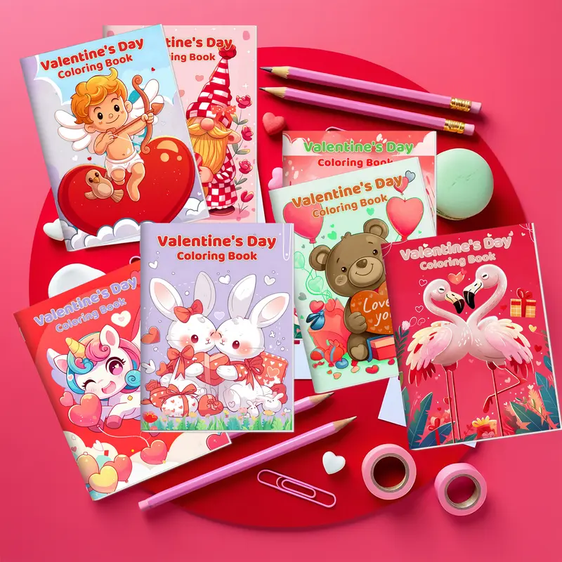 Cute Kids' 24-Pack Coloring Books Set - Toys & Hobbies DIY Painting Supplies, Goodie Bags Stuffers, Cute Valentine's Day Exchange Activity Gifts, New Year Classroom Presents
