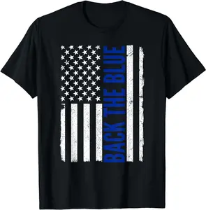 Back the Blue - Thin Blue Line Flag - Pro Police Support T-Shirt