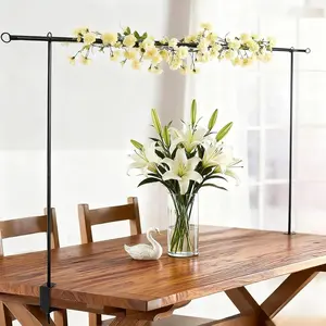 Over The Table Rod Stand with Clamps, Metal Arch Stand Adjustable 33"- 98'' Length 33"- 48" Height, Balloon Arch Stands for Birthday Wedding Party  Shower Anniversary Halloween Christmas