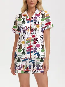 Six the Musical Sleepwear Set for Women, Reversible Short Sleeve Shorts, Outer Wear Available, Music Theme Home Clothing, Pajama Set, Loungewear