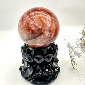 1.6-1.8kg  1 count Large Fire Quartz Crystal Sphere High Quality Crystal Sphere With Holeder For Home Decoration