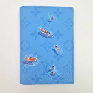 Pre-owned Louis Vuitton Canvas Wallet Monogram Sports Passport Cover Pool Blue
