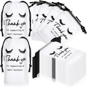 100 Eyelash Aftercare Lash Bags For Clients Eye Print Drawstring Makeup Bag Empty Beauty Gift Sample Pouch Women Small Business Supplies  4 X 6 In(white)