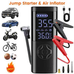 Portable 4000A Car Battery Jump Starter With Air Compressor, With LED Light, Digital display (8.0L Gas, 6.5L Diesel) With 150 PSI Tire Inflator, 12V Car Battery Jump Power, portable jumpstarter batterycharger