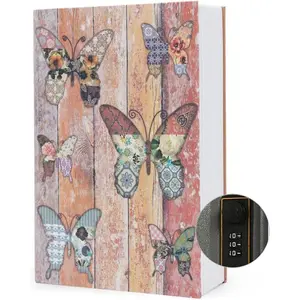 Diversion Book Safe Storage Box (Size 9.5"×6.2"×2.2") With Security Combination Lock, Dictionary Secret Hidden Safe (Butterfly - Combination Lock)