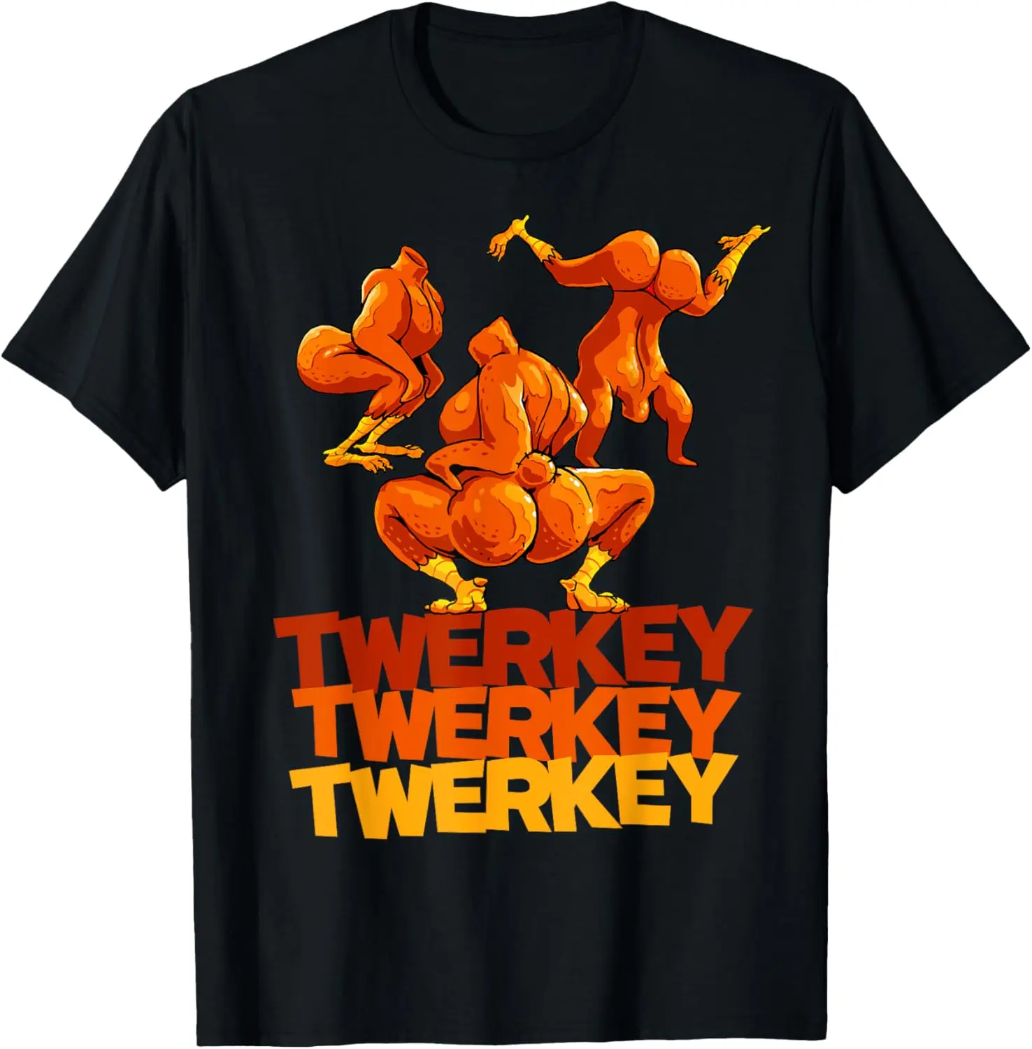 Twerkey Twerking Turkey Funny Thanksgiving Twerk Turkey T-Shirt Pure Cotton Graphic Tees Menswear Top: Gifts for Men & Women