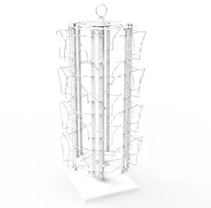 FixtureDisplays® Up to 24 Adjustable Pockets Display Rack, Greeting Post Card Christmas Holiday Spinning Rack Stand, Pocket Size: 4.5-8.6" Wide, 5.8" and Up Tall, 6 Sided, 11602-H-WHT-NF