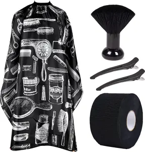 5Pcs Hair Cutting Cape Barber Cape for Men Hair Cape for Haircuts Barber Cape for Hair Stylist with Adjustable Neck Size Neck Strips Neck Duster SetBarber Neck Strips for Hair Cutting