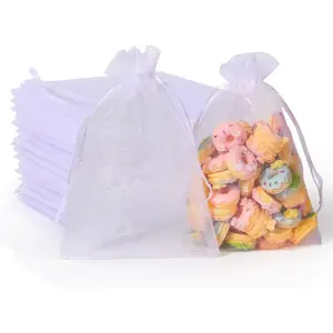 100 count Organza Bags, White 4x6(10X15CM) Satin Drawstring Organza Pouch Wedding Party Favor  Bag  Watch Bags