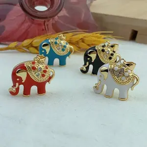 18K Gold Plated Elephant Pendant For DIY Cubic Zirconia Necklace Bracelet Women Men Jewelry
